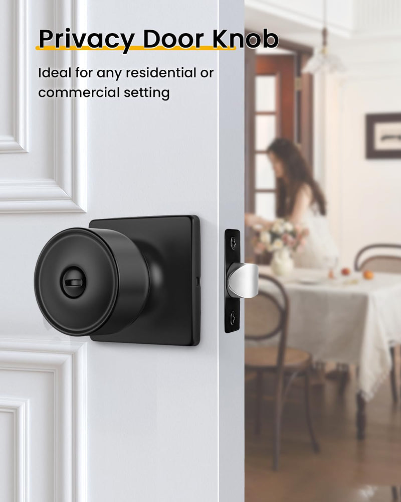Goldenwarm Black Interior Door Knobs, Matte Black Privacy Door Knobs, Black Square Interior DoorKnobs for Bedroom, Bathroom, Modern Design (1 Pack) 1