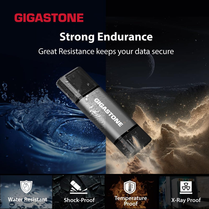 GIGASTONE 256GB Dual Drive, Z40 USB 3.2 Gen 1, 2-in-1 Type-A & Type-C, 100MB/s Ultra Fast, Head Cap Design, Plug & Play for Smartphone/PC/Mac/TV/Car Audio, USB 2.0/3.0/3.1 Compatible Dual A+C 1-Pack