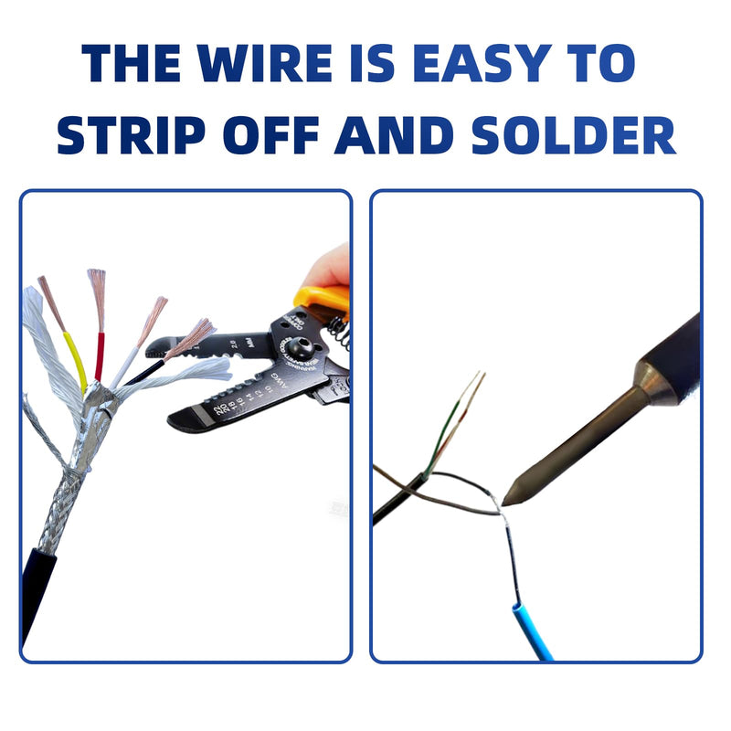 14 Gauge 100% Pure Copper 4 Conductor 14/4 Flexible Shielded Wire 15FT, UL2464 14AWG 4 Core EMI/RFI Shielding Shielded Cable for Automotive, 3D Printer,CNC VFD Spindle, Stepper Motor, Sound, Speaker