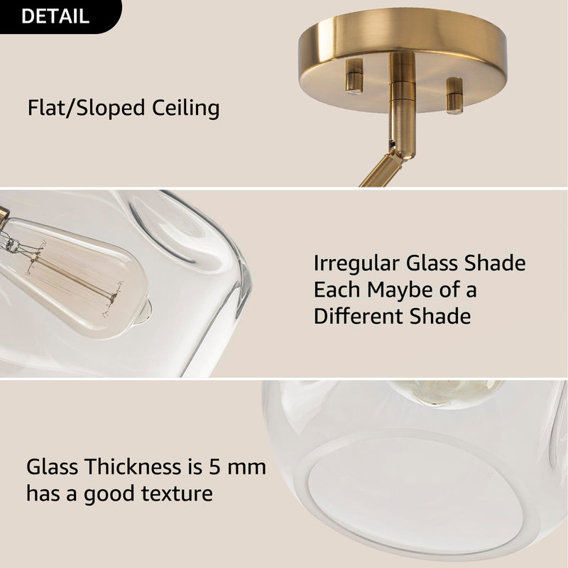 Glass Pendant Lights Kitchen Island -1 Light Gold Hanging Light Fixture Bar Modern Pendant Lighting Ceiling with 9.6" Height Clear Thick Organic Glass Shade for Kitchen Sink Dining Table,E26,1 Pack 1 Pack 9.6in