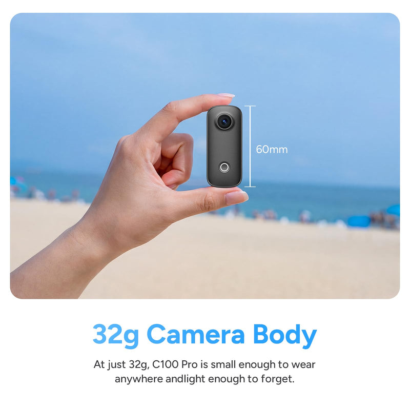 SJCAM C100PRO 4K Body Camera,POV Camera,Magnetic Wearable Action Cam | 2.5H Power use,EIS stablizatio,32g light-weight ,30m Waterproof underwater Black Standard Combo