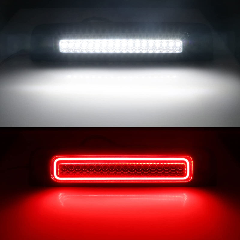 R&F Auto LED Strobe Third Brake Light Compatible With Ram 1500 2500 3500 4500 5500, 2010-2018, F1 Style Red Flash Smoked High Mounted Stop Lights with Seal Foam Gaskets Roof Cargo Lamp Pickup Truck E, for Ram (2010-2018) Smoked