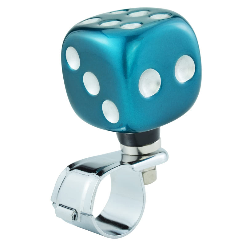 Dice Shape Steering Wheel Assist Knob Resin Car Turning Wheel Suicide Spinner for Most Manual Automotive Vehicles (Metallic Blue) Metallic Blue