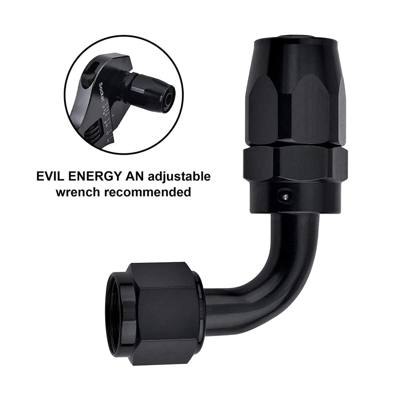EVIL ENERGY 6AN Hose End Fitting 90 Degree Swivel for CPE Braided Hose Black