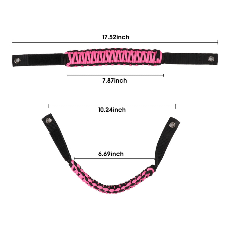 BESTAOO Roll Bar Grab Handles Paracord Grip Handle for Ford Bronco Accessories 2021 2022 2023 2024 2025 2 Door 4 Door, 4 Pack (Pink) Pink