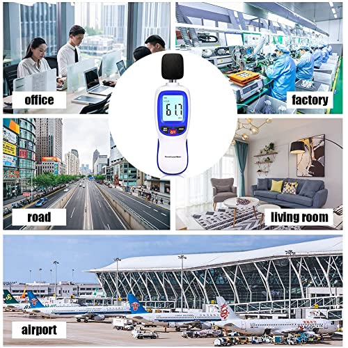 Decibel Meter, Portable SPL Meter (Sound Pressure Level Meter), Digital Noise Meter, Range 30-130dB(A) db Meter, Noise Volume Measuring Instrument, Sound Monitoring Tester (Battery Included) Blue