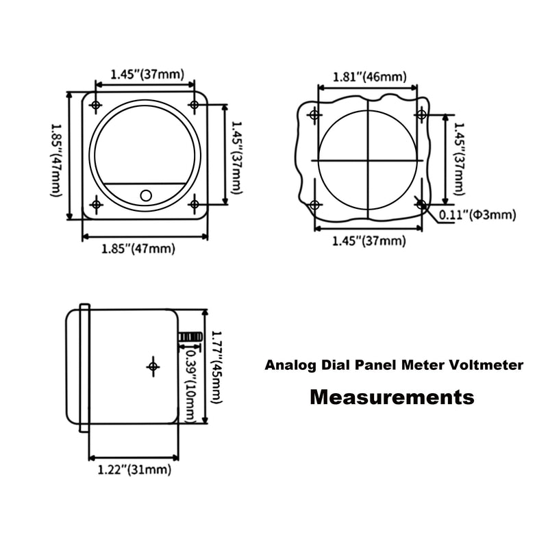 Analog Dial Panel Meter Voltmeter Gauge SO-45 DC 0-5V Round Current Measuring Ammeter