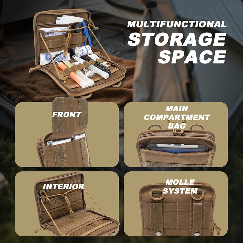 TSPRO Ultra Tactical Molle Admin Pouch Utility EDC Pouch Tool Organizer Clam-Shell Molle Pouches for Tools and Medical Suppliers Organization Green