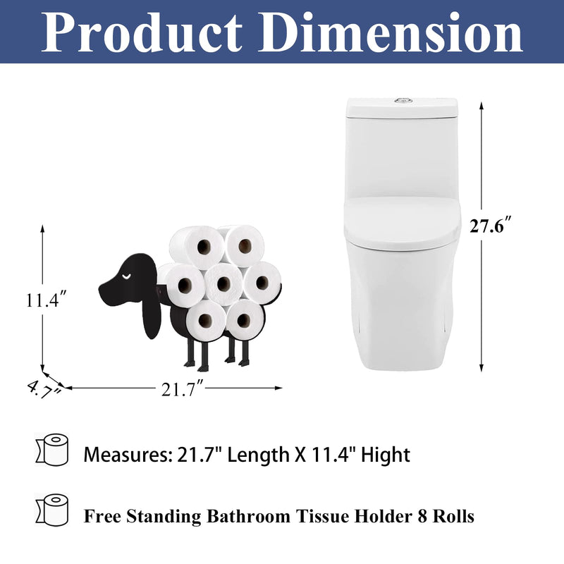 Dog Toilet Tissue Holder,Animal Paper Holders,Decorative Metal Papers Holder,Funny Toilet Animal Storage for Bathrooms,Bathroom Paper Organizer for Extra 8 Rolls Stand & Wall Mounted Art Decor S Dog