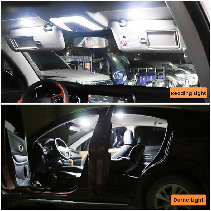 YM E-Bright 4-Pack White Led Panel Dome Light Lamp, COB 48-SMD Led Interior Car Lights Auto Dome Lights Interior with T10 /BA9S/ Festoon Adapters, DC-12V COB 48SMD