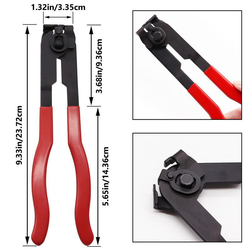 CV Boot Clamp Plier with 10PCS 304 Stainless Steel Crimp Bands, 5PCS Small and 5PCS Large Universal Adjustable Drive Shaft Drive Shaft Joint Boot Crimp Clamps for Most Cars Plier + 10pcs Clamps