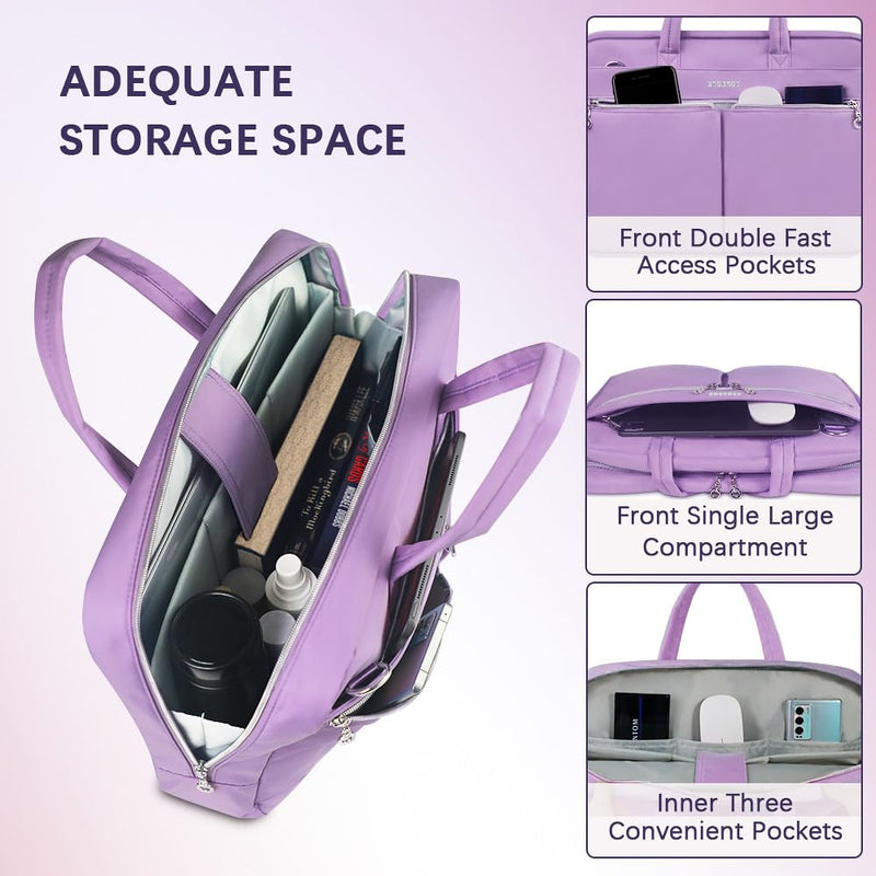 Ferkurn Laptop Bag Case Women Men Computer Bag for MacBook/HP/LG/Dell/ASUS, Shoulder Strap Carrying Briefcase Messenger Bag, Purple, 17-17.3 Inch
