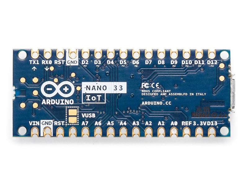 Arduino Nano 33 IoT [ABX00027] – 32-bit ARM Cortex-M0+, WiFi & Bluetooth, 256KB Flash, 32KB SRAM, Secure Element, 14 Digital I/O Pins, 6 Analog Inputs, Compatible with Arduino IDE for IoT Projects