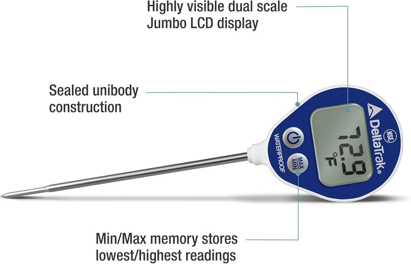 DeltaTrak 12214 Waterproof Dishwasher Thermometer Kit w/Auto-Cal