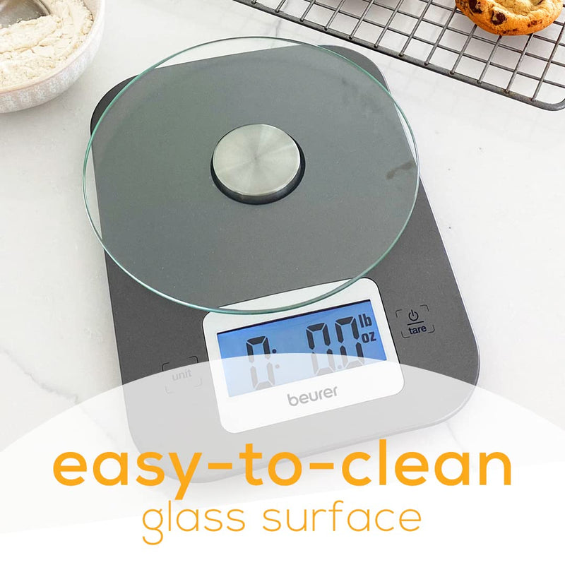 Beurer KS26 Kitchen Scale High Accuracy Digital Food Scales Weight Grams and Oz, 11 lbs Capacity, LCD Display, for Baking, Cooking, Meal Prep, Keto, Coffee Beans and More KS26 - Basic with Buttons