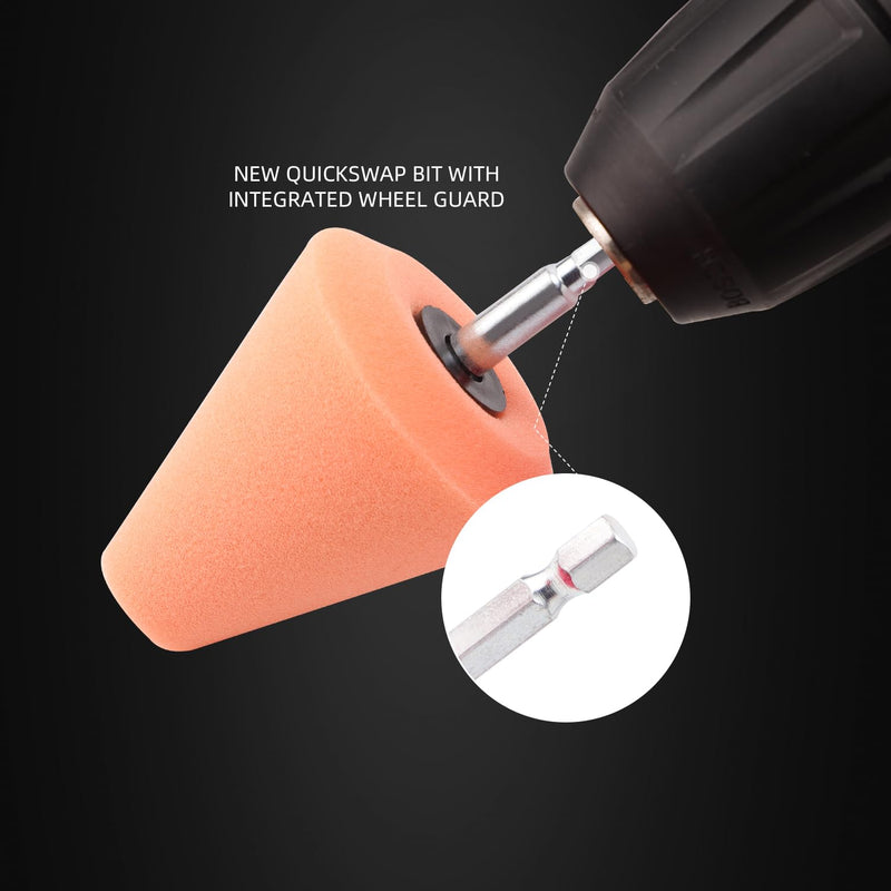 Polishing Cone, SPTA Car Wheel Hub Drill Buffing Sponge Pads Kit, Polishing Ball, 5 Pack Car Buffers and Polishers Kit for Drill, Attaches to Standard Household Drill
