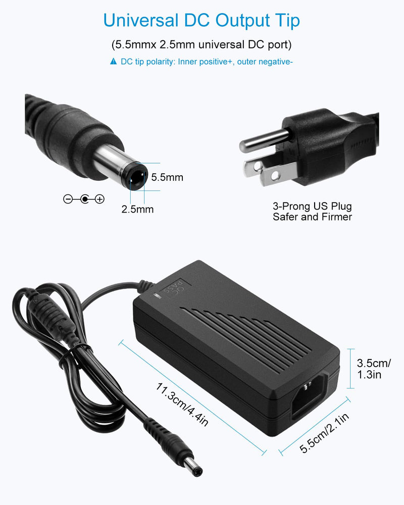 ALITOVE Security Camera Power Supply Adpter 12V 5A with 8 Way Power Splitter Cable 5.5x2.1mm, 100-240V 50-60Hz AC to DC Converter for Analog AHD CCTV DVR Surveillance System (Extended Version 14.5ft) 5A (8-Way)