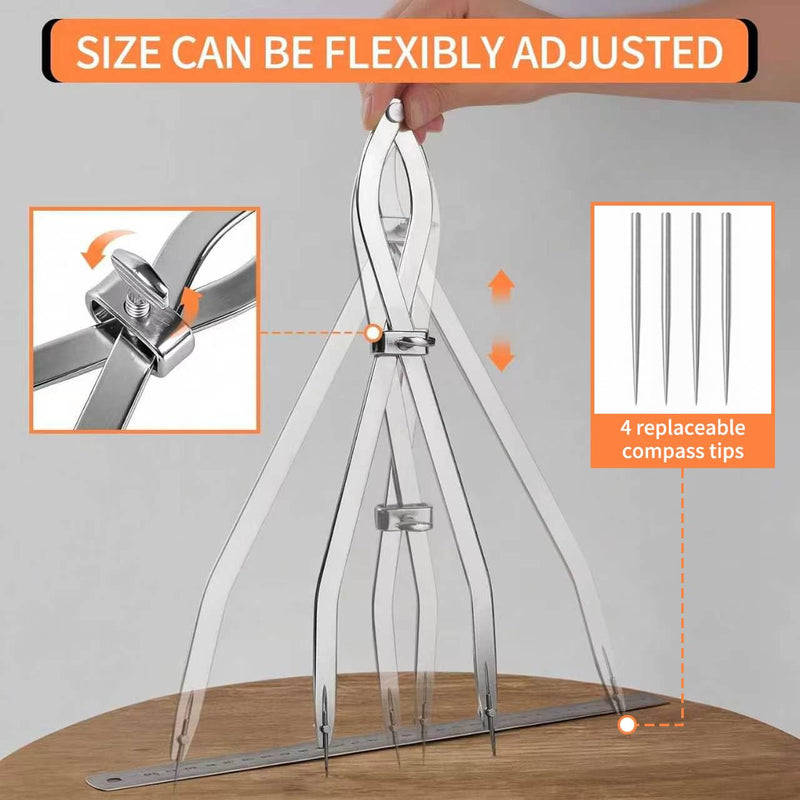 Radius Divider Tool 16 Inch, Fast Adjusting Scriber for Sheet Metal Fabrication & Layout Work, 4pcs Replaceable Points, Metalworking Woodworking Insulation Tool, Draws Circles Up to 37 Inches X1601