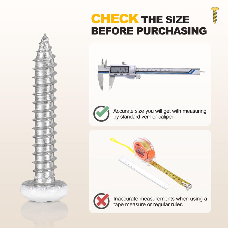 METALLIXITY Phillips Pan Head Self Tapping Screws(#10x2-1/2) 100Pcs, 304 Stainless Steel Self Drilling Screw for Metal Wood Plastic, for Cabinet Wall Shutter Plate Furniture, Silver White #10x2-1/2" 100