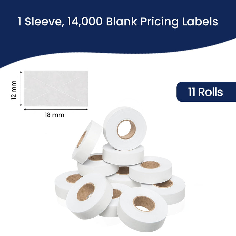 1812 White Pricing Labels for Garvey 18-6 One Line Price Gun – 11 Rolls – 14,000 Price Marking Labels 1 Sleeve - 11 Rolls - White