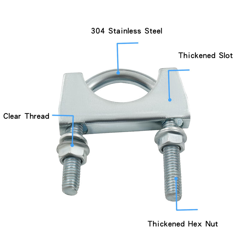 1-1/2'' U Bolt Muffer Exhaust，Heavy Duty Exhaust Clamp with Saddle Style U-Bolt Pack of 2 1-1/2''