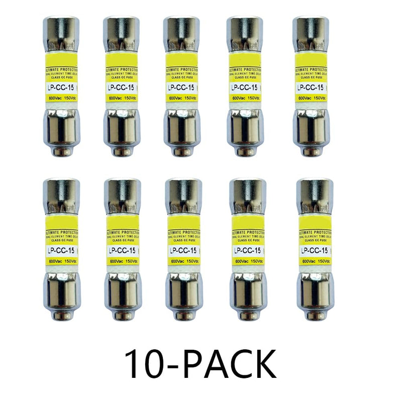 10-Pack New LP-CC-15 LP-CC-15A LP-CC 15A 600Vac Class CC Time Delay Fuse,LP-CC-15 Class CC Cartridge Fuses