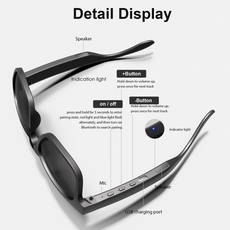 AI smart glasses, AI dialogue voice wake-up, 115 language translation, simultaneous interpretation, on-site recording translation, use mobile app audio and video translation, conference translation