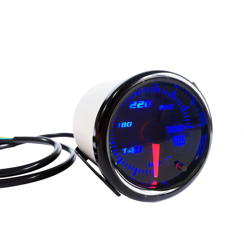 2" Oil Temp Gauge 7 Color Tinted 52mm Temperature Meter 100-300℉ Fahrenheit Includes Electronic Thread 1/8 NPT Sensor