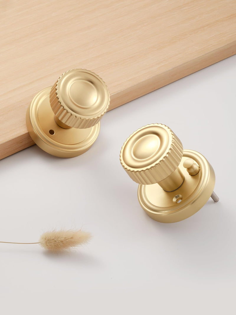 Brushed Gold Privacy Door knob, Interior Door Handle Gold Doorknob | Bedroom Bathroom Room, Aluminium Alloy Knob, 1 Pack Brushed Gold