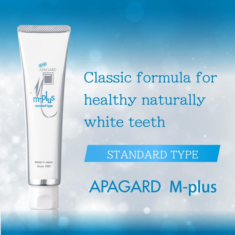 APAGARD® M-Plus, Sangi's Nano-Hydroxyapatite Toothpaste for Naturally Whiter Teeth, No Fluoride, for Family use, 125g / 4.4 oz, Mild Mint Flavor, Pack of 3