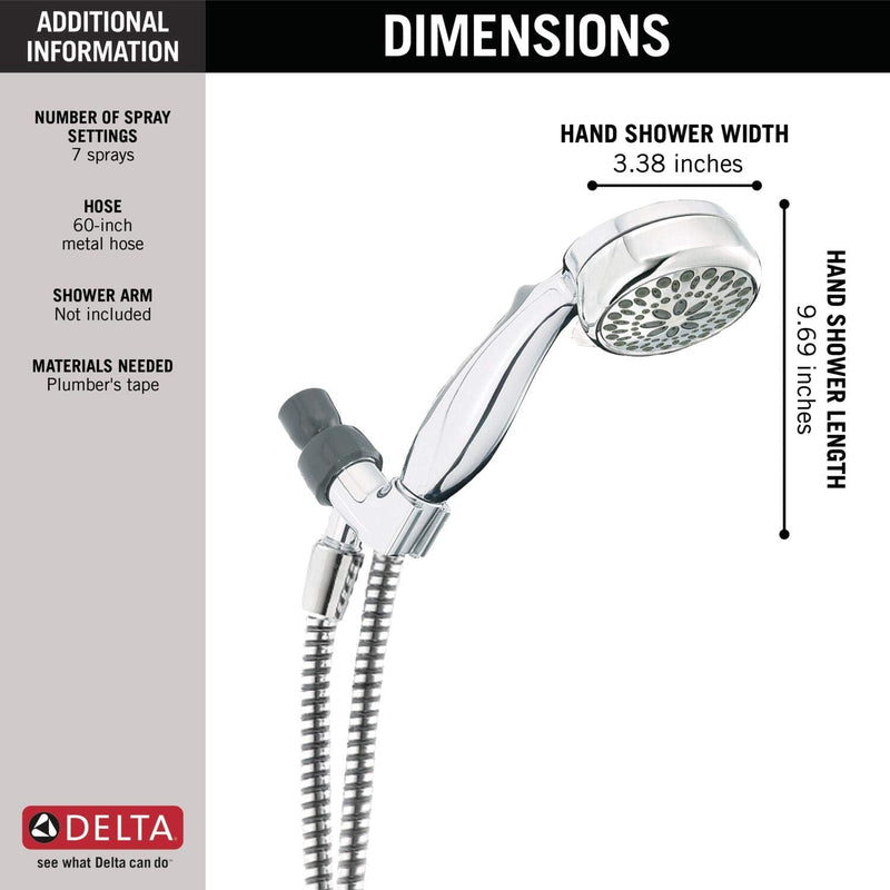 DELTA FAUCET 75701C 7-Setting Hand Shower, Chrome