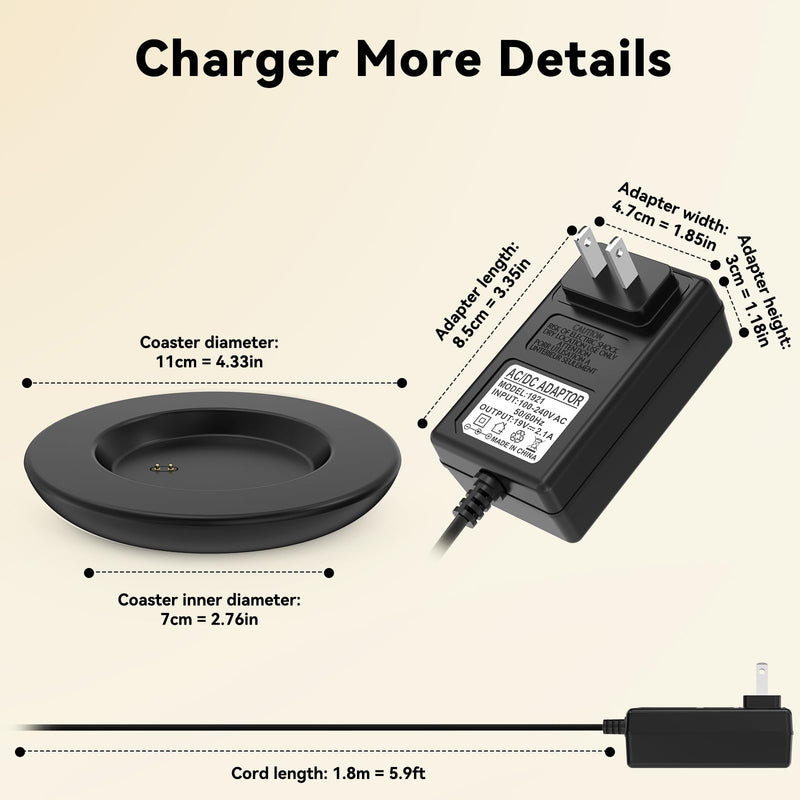 Charging Coaster 2 Compatible with Em/BER Temperature Control Smart Mug 2 and 1,Cisain Charging Dock Base for Smart Coffee Cup Warmer Heated Travel Mug,Black