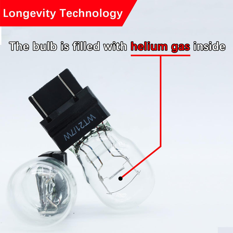 WT21/7W OEM Standard Halogen Replacement Rear Tail Brake Turn Signal Light Bulb 12V 21W Long Life, Pack of 2 WT21/7W