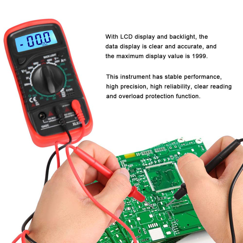 XL830L Handheld LCD Digital Multimeter Voltmeter Ammeter Ohmmeter Current Voltage Tester(XL830L Red) XL830L Red