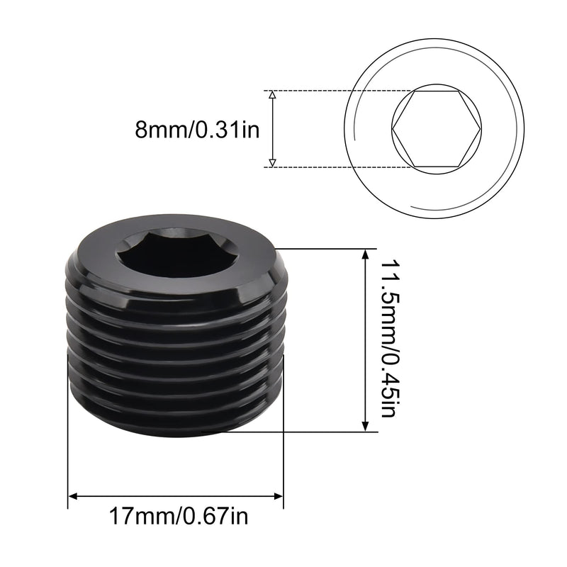 EVIL ENERGY 3/8" NPT Plugs Aluminum Socket Allen Head Black, Pack of 2