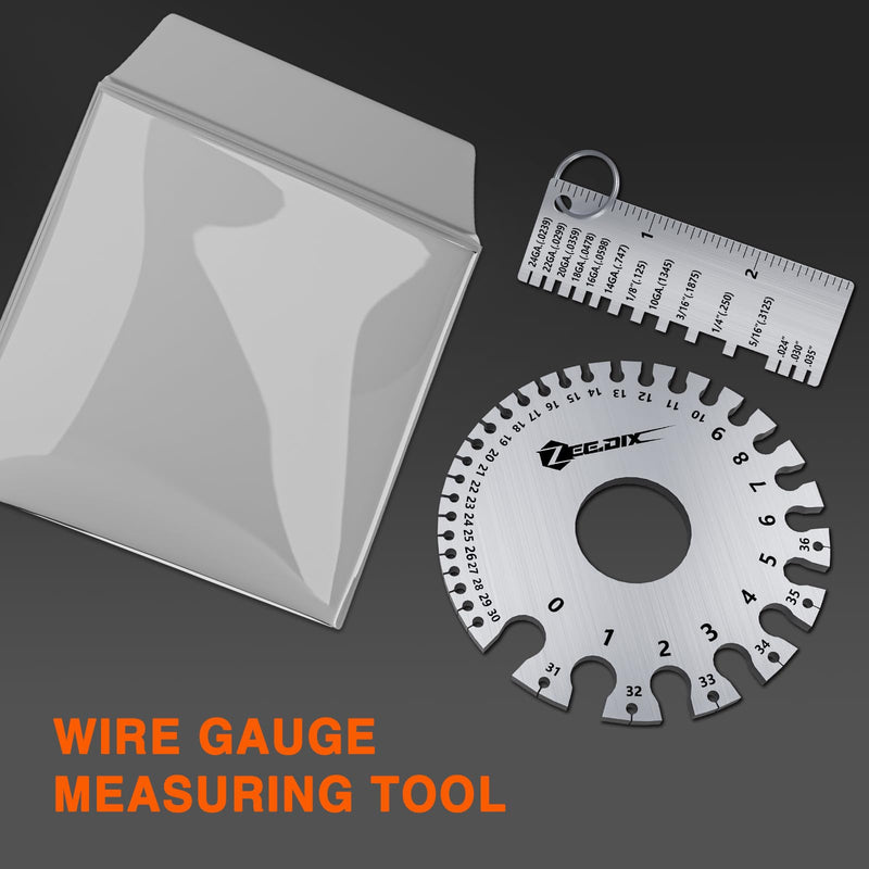 ZeeDix 4 Pcs Stainless Steel Metal Sheets Welding Thickness Gauge- Wire Gauge Measurement Tool, Standard Dual-Sided Round Wire Cable Sheet Gage and Wire Welding Material Thickness Gauge Measuring combination-4