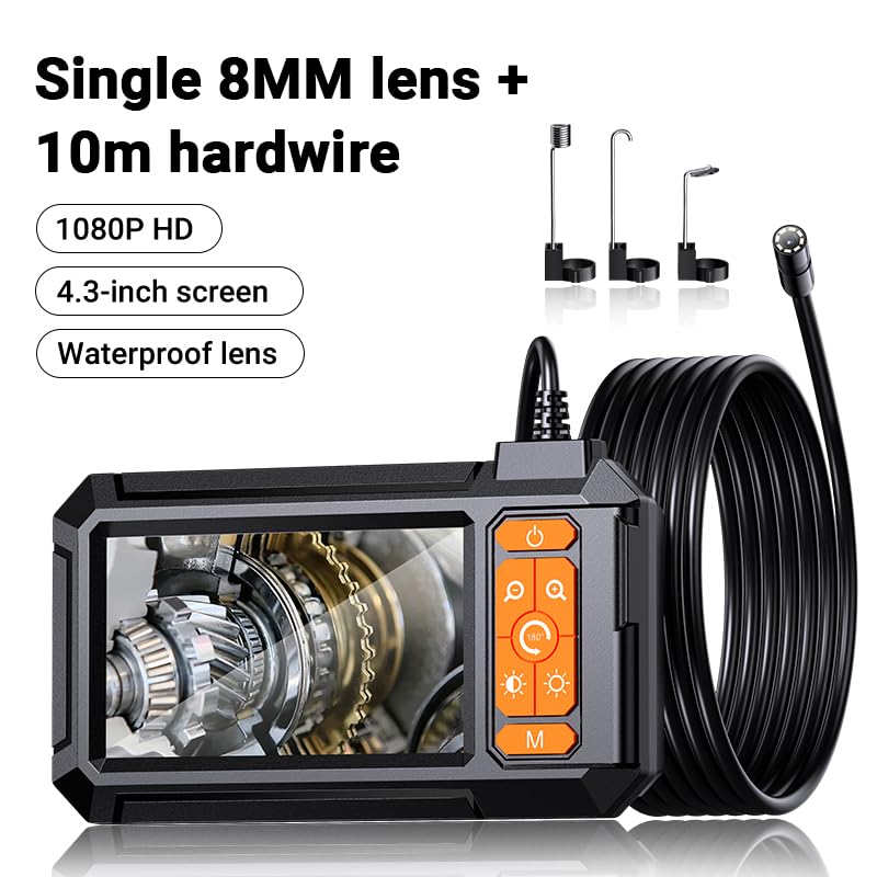 32.8-Foot Flexible Cable Endoscope Camera with Light Source, Snake Camera, Industrial Endoscope Tool, Suitable for Automotive and Mechanical Repairs, as Well as Sewer Cleaning and Inspection 10 meters