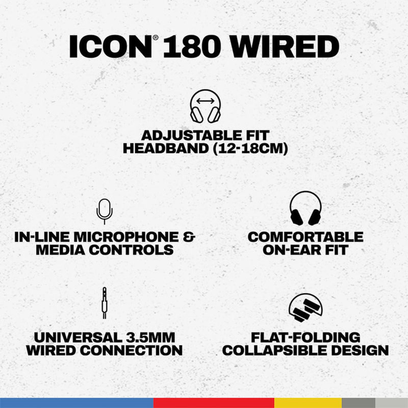 Skullcandy Icon 180 Wired On-Ear Headphones - Crazy Pink | Built-In 85dB Volume Limiter, Comfortable, Adjustable Headband, Convenient for Travel with 3.5mm AUX Plug, In-Line Microphone