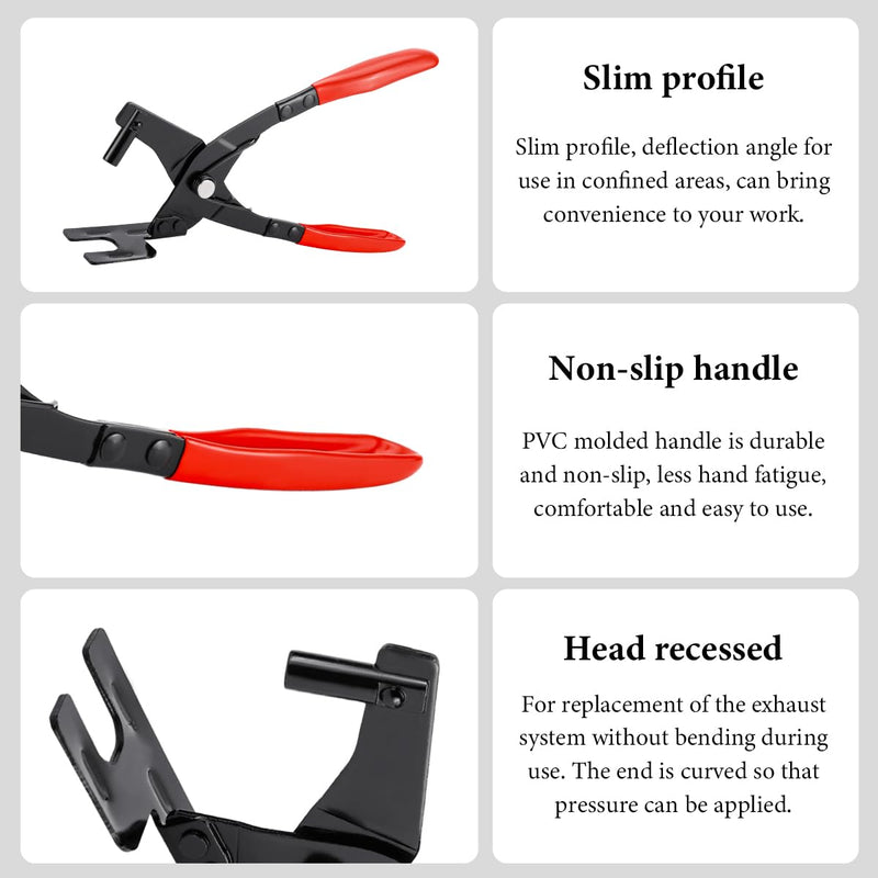 Exhaust Hanger Removal Pliers, Exhaust Hanger and Rubber Bracket Separation Pliers, 25 Degree Offset Muffler Hanger Removal Tool Compatible with Most Exhaust Rubber Hangers (Ordinary) Ordinary