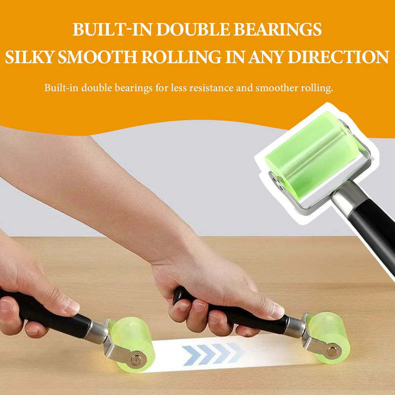 1 PCS Sound Deadening Car Seam Roller, Silicone Car Sound Deadening Application Wheel Roller, Seam Roller Equipped Smooth Handle for Heat Insulation Mat Wallpaper Application (Large Green-1PCS) Large Green-1PCS