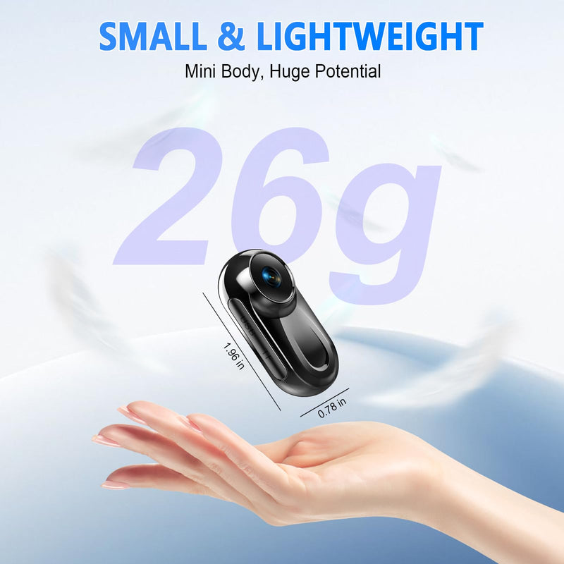 Mini Body Camera, Thumb Action Camera 120° Wide Angle POV, Magnetic Clip-On | 360° Rotate Wearable Video Recorder, Hands-Free Recording Vlogging Cam for Travel Cycling Motorcycle (SD Card Not Included) Black