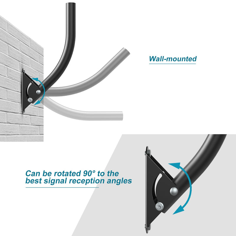 Newest Version Adjustable Outdoor/Attic TV Antenna Mount Pole,Stainless Painting 13'Arm Length,Reversible,Lightweight,Waterproof,Easy Installation