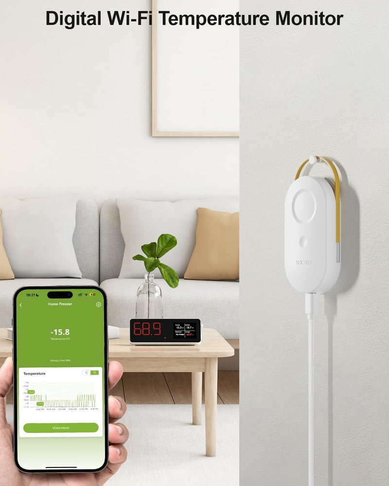 MOCREO MS1 Wireless Thermometer Freezer Alarm Sensor, Upgraded Version of ST5, Hub Required (Not Included), Email & App Alert, Data Logging, No Subscription, for Fridge, Freezer, Hot Tub MS1 Thermometer