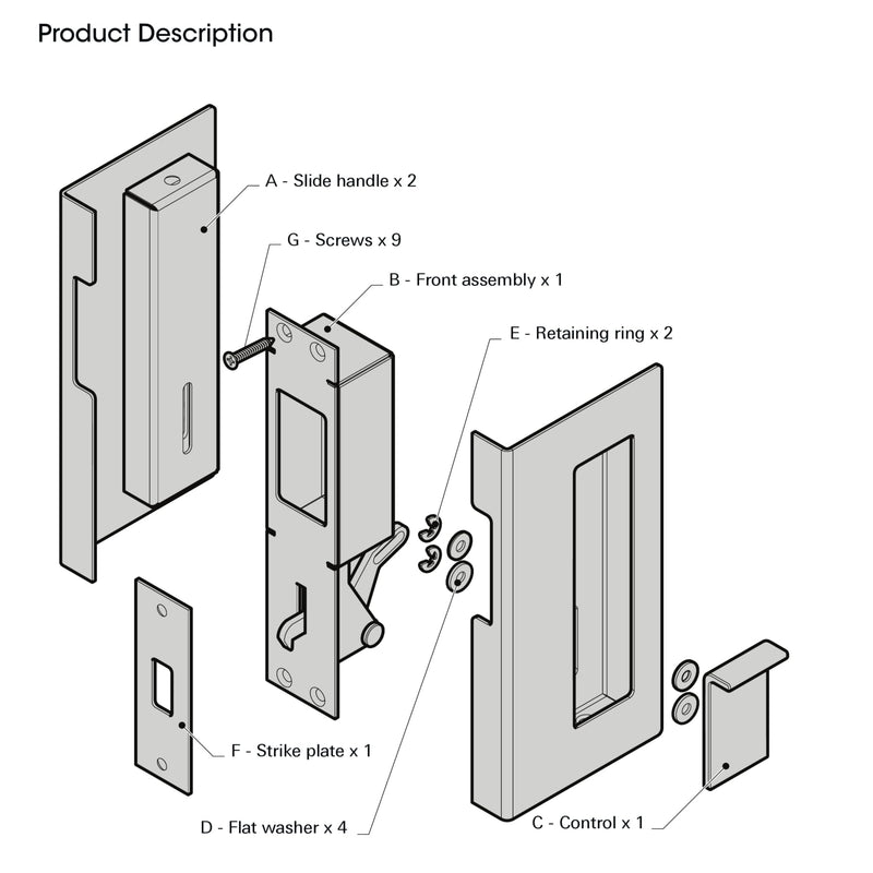 Privacy Pocket Door Pull with Lock, Wooden Sliding Door Handle for 1-3/8”Thickness Door Replace Old Or Damaged Pocket Door Hardware (Polished Chrome) Silver