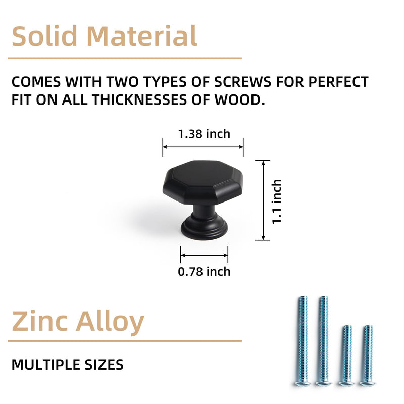 Goo-Ki Kitchen Cabinet Knobs Matte Black,6-Pack Zinc Alloy Drawer Knobs Dresser Pulls Single Hole,Matte Black Drawer Knobs for Dresser Drawers 2201-B-DAN