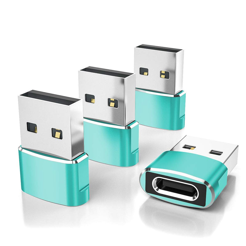 Elebase USB to USB C Adapter 4 Pack,Type C Female to A Male Charger Converter for Apple Watch Ultra iWatch Series 8 7,iPhone 12 13 14 15 Pro Plus Max,Airpods,iPad 9 10 Air 5 Mini 6,Galaxy S22 S23 S24 Green