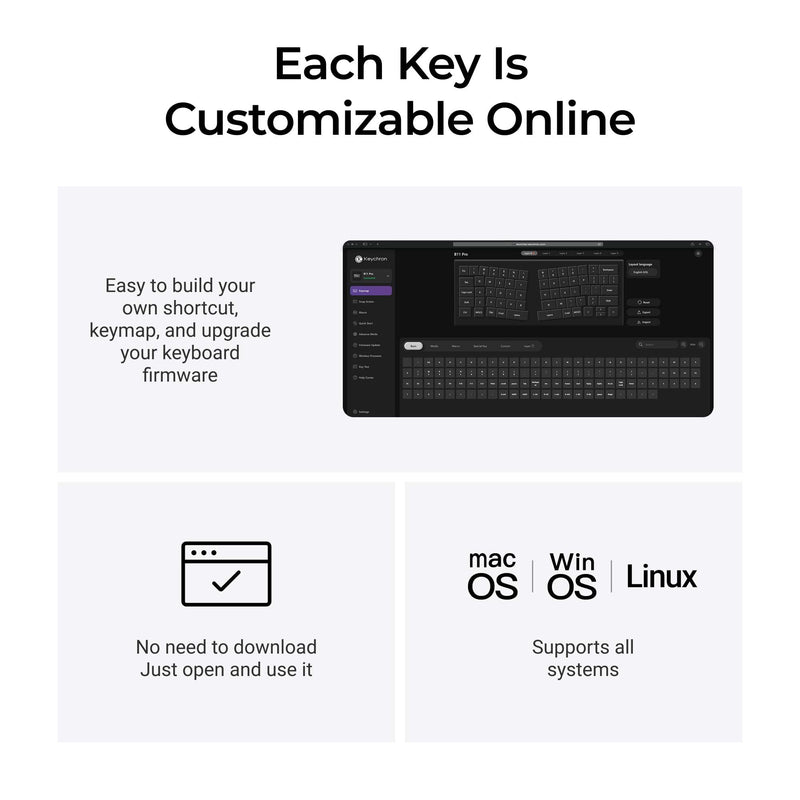 Keychron B11 Pro Ultra-Slim Foldable Wireless Keyboard, 65% Alice Layout | Three Device Switching 1000 Hz Polling 2.4 GHz Wired Mode Launcher Key Remapping Up to 138 Hour Lab Tested Battery Life