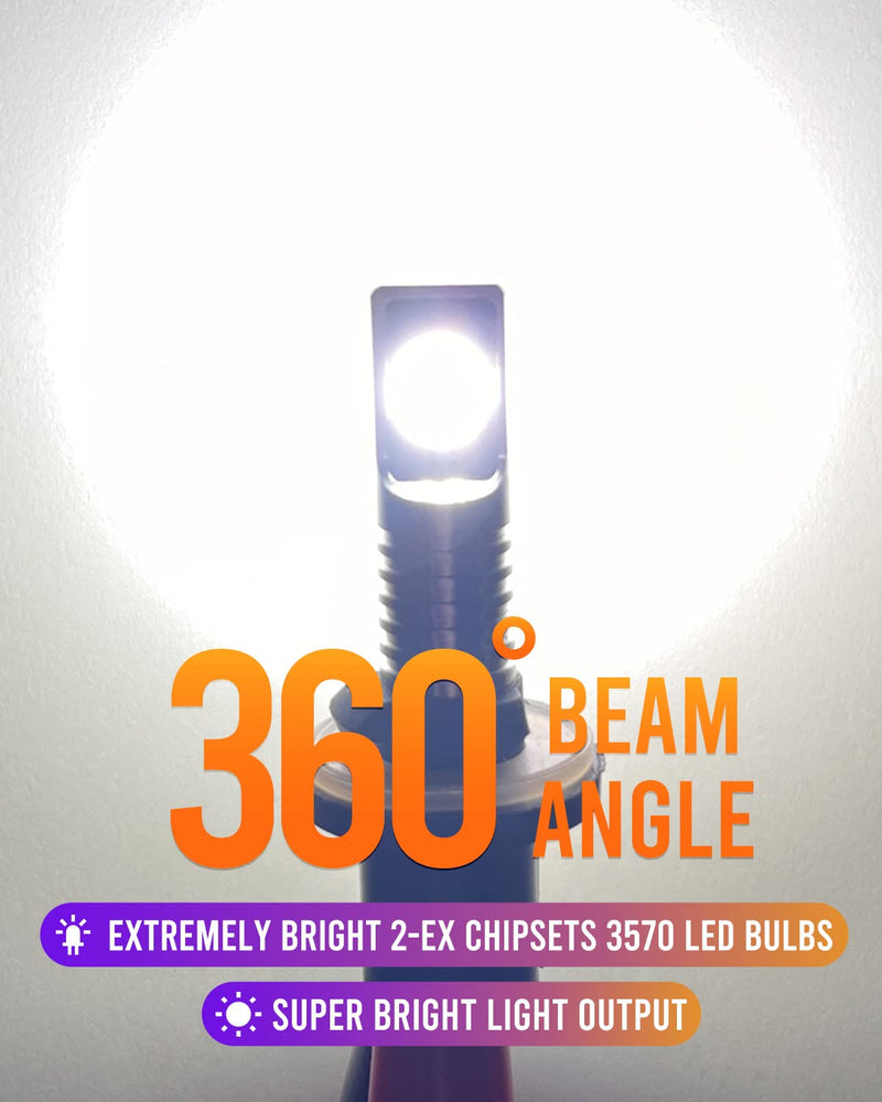 LUYED 880 Led Fog Light Bulbs,6500K Xenon White Extremely Bright 886 890 892 893 Led Bulb Replacement Fog Lights,Plug and Play,Pack of 2