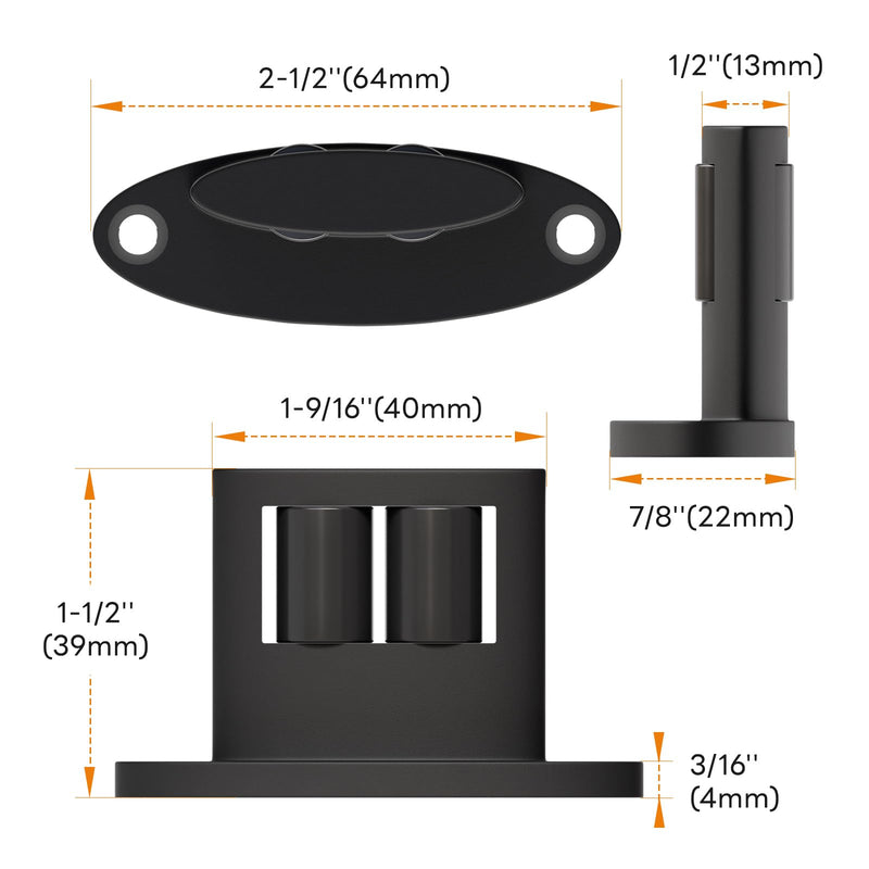 4Pack Sliding Barn Door Bottom Floor Guide,Double-Sided Roller Design,Smoothly and Quietly, Aluminum Alloy,Floor Mounted, Black 4