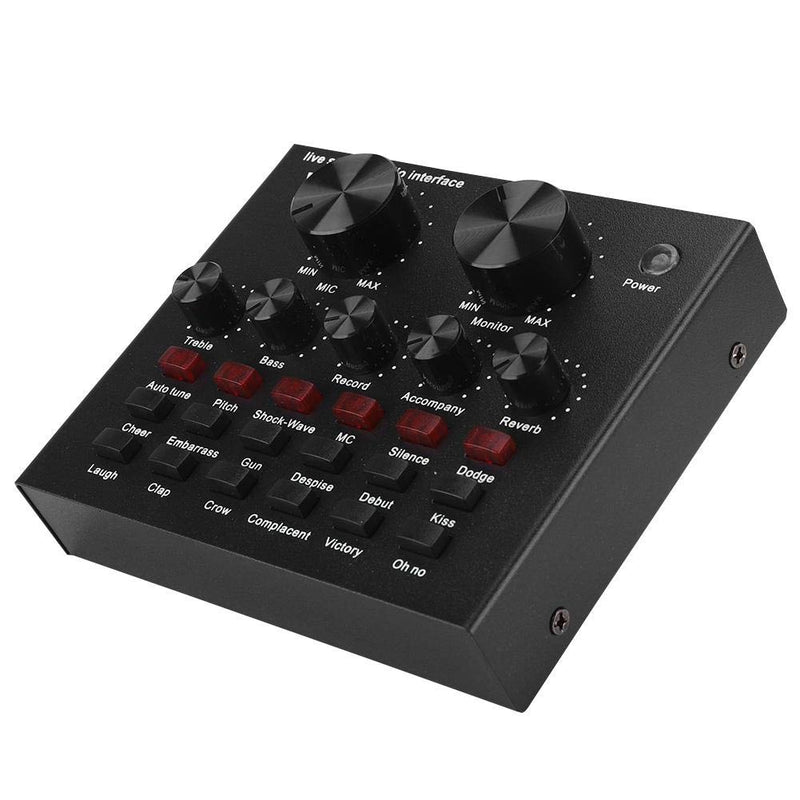 V8 Sound Card, Mini Voice Changer Support Dual Phones Live for Music Recording